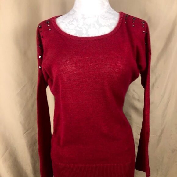 Mudd Jrs Red Swearter Studded Dolman Sleeves Large - Picture 7 of 8